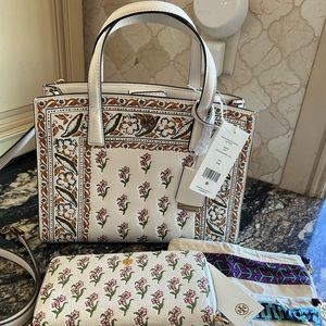 TORY BURCH Walker printed leather bag with matching Wallet!!🍃Ditsy Print🍃